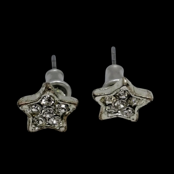 Vintage Rhinestone Silver Star Stud Earring Set - Picture 9 of 10